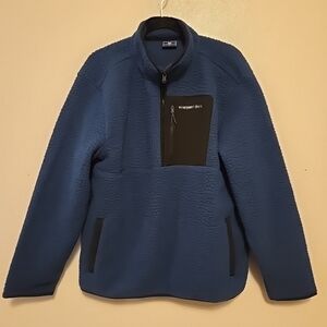 Vineyard Vines Mens Sherpa Half Zip Jacket Mallard Blue L NWT